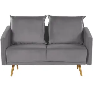 BELIANI Canapé 2 places en velours gris MAURA pas cher