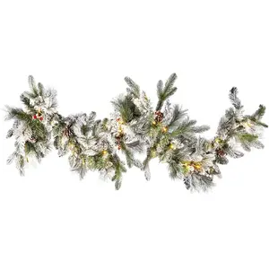 Comparateur de prix : Beliani Guirlande de Noël LED effet neige 180 cm blanc WHITEHORN