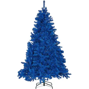 Comparateur de prix : Sapin de Noël Artificiel 210 cm en pvc & Acier Bleu Pour Ambiance de Noël Cosy Farnham Beliani
