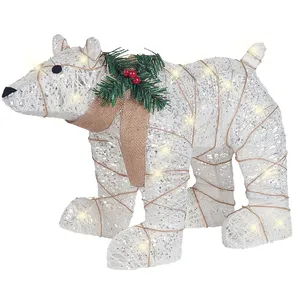 BELIANI Décoration LED ours polaire pour extérieur 34 cm blanc SIVULA pas cher