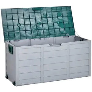 Comparateur de prix : BELIANI Coffre de rangement extérieur jardin beige et vert 112 x 50 cm LOCARNO