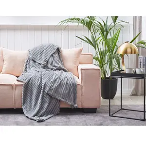 BELIANI Couverture en polyester gris 200x150cm pas cher