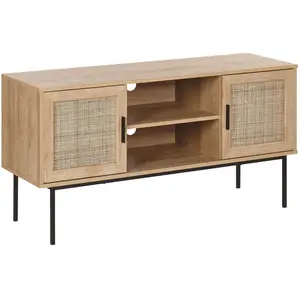 BELIANI Meuble TV effet bois clair / rotin PASCO pas cher