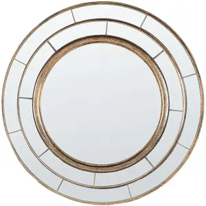 BELIANI Miroir Mural Rond à Suspendre Design Moderne Doré Cadre à 2 Epaisseurs Belchite pas cher