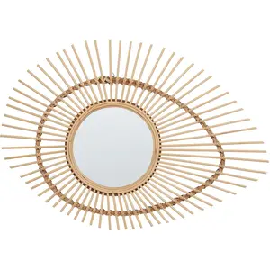 BELIANI Miroir Décoratif Suspendu Cadre en Bambou Forme Ovale 60 x 35 cm Naturel Bario