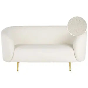 BELIANI Canapé 2 places en tissu bouclé blanc LOEN