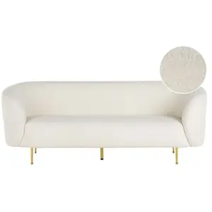 BELIANI Canapé 3 places en tissu bouclé blanc LOEN