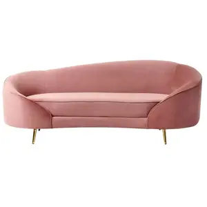 BELIANI Canapé en velours rose pastel 3 places SAVAR pas cher