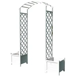 Arche de rose en bois demi-arche en blanc, avec 2 pots de fleurs - Mel...