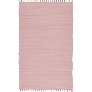 Theko Tapis réversible en coton - tissé à la main - Rose 60x120 pas cher