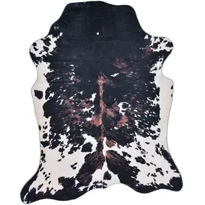Gino Falcone Tapis en peau de vache artificielle noir et blanc 100x130 pas cher