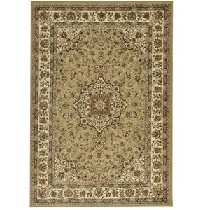 THEKO Tapis tissé au design oriental en polypropylène camel 133x190 cm pas cher