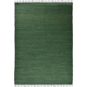 Theko Tapis réversible en coton - tissé à la main - Vert foncé 60x120 pas cher