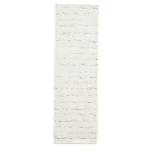 THEKO Tapis tissé à la main en laine naturelle blanc 70x240 pas cher