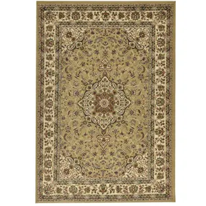 THEKO Tapis tissé au design oriental en polypropylène camel 50x80 cm pas cher