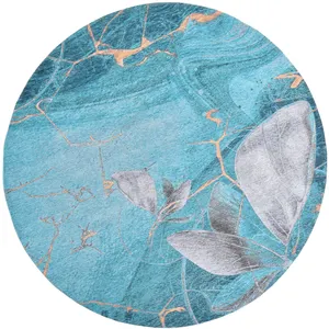 Gino Falcone Tapis salon tissé plat - turquoise multi Diam 160 cm pas cher