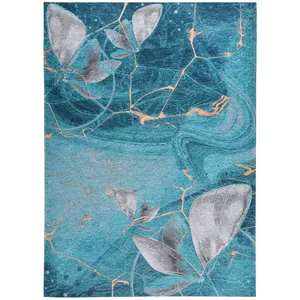 Gino Falcone Tapis salon tissé plat - turquoise multi 130x190 cm pas cher