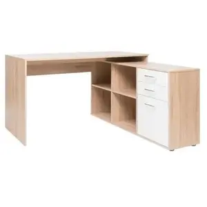 Comparateur de prix : But Bureau d'angle lanzini 2 tiroirs & 1 porte - chêne sonomablanc 2212LON