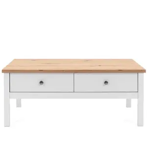 Finori Table basse Bergen 56A Blanc et chêne artisanal TU pas cher