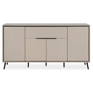 Calicosy - Buffet 4 Portes et 1 Tiroir L175 cm - ARONA - Taupe / Noir TU pas cher