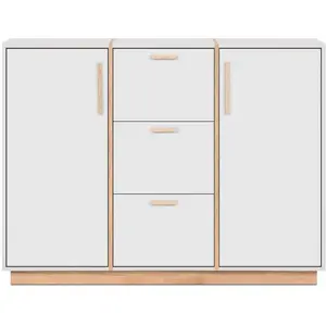 Comparateur de prix : Buffet 2 portes et 3 tiroirs décor blanc et bois l125 cm - split