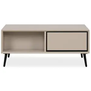 CALICOSY Table basse - ARONA - Rectangulaire - Capuccino / Noir - Sur pieds - 94 x 40 x 55 cm pas cher