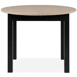 Table ronde extensible 100 cm avec allonge NOHMA coloris noir pas cher
