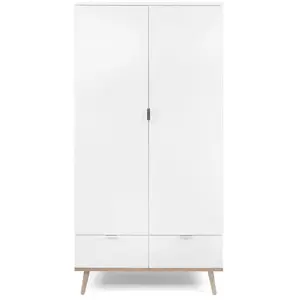 Comparateur de prix : Mes Armoire 2 portes 2 tiroirs + barre penderie H180 x L90 cm - Blanc