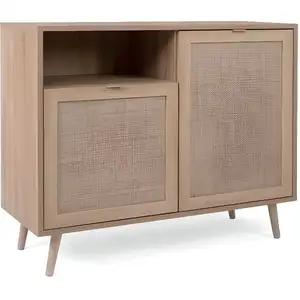 Finori Buffet Bali 01A Chêne sonoma et impression de canne 441173 pas cher