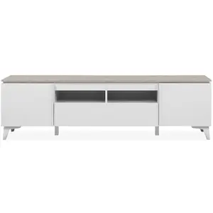 Comparateur de prix : Calicosy - Meuble TV 2 Portes 1 Tiroir L177 cm - BERTRIX - Blanc TU