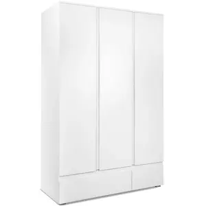 Comparateur de prix : Calicosy - Armoire 3 portes 2 tiroirs blanc - L120 x H191cm - Blanc TU