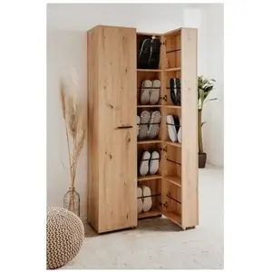 Comparateur de prix : CALICOSY Armoire à chaussures 2 portes 74x33,9x181 cm décor chêne