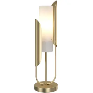 Comparateur de prix : Maytoni Lampe de table moderne doré et abat-jour de forme tubulaire