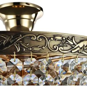 Maytoni Plafonnier semi-encastré doré antique et cristal, 5 lumières, E27