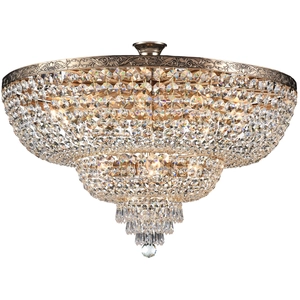 Comparateur de prix : MAYTONI Plafonnier semi-encastré doré antique et cristal, 14 lumières, E27