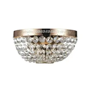 Comparateur de prix : Maytoni Ottilia Applique Murale Flush Or & Cristal, 2 Lumières, E14