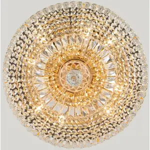 Comparateur de prix : MAYTONI Plafonnier semi-encastré doré antique et cristal, 12 lumières, E14