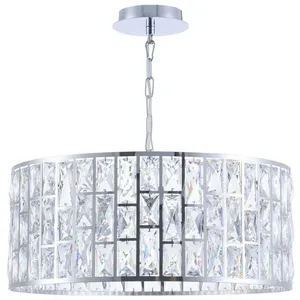 Maytoni Suspension cylindrique Gelid - Chrome & Cristal - 4 lumières - E27