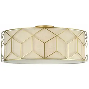 Comparateur de prix : Maytoni plafonnier Messina, Ø 57 cm, beige, lin