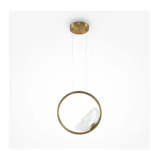 Comparateur de prix : MAYTONI Lampe LED suspendue, anneaux métalliques, couleur laiton, verre