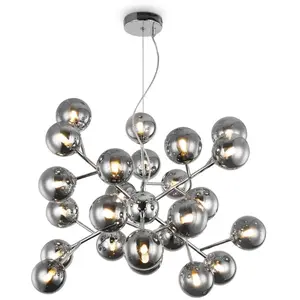 Comparateur de prix : Lustre en métal chrome 24 ampoules 65 x 40 cm Dallas - Maytoni