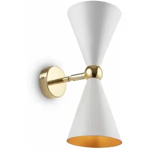 Comparateur de prix : Maytoni applique murale Vesper, blanc/or, à 2 lampes, métal