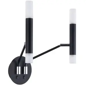 Maytoni Applique Bougie Moderne Noir, Abat-Jour en Verre Blanc Mat pas cher