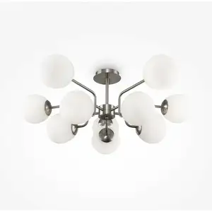 Comparateur de prix : Maytoni, plafonnier Erich, couleur nickel, verre/métal, à 10 lampes