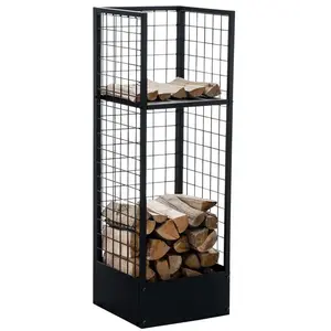 Support bois de cheminée - CLP - FORREST - Métal noir - 40x40 cm - Hauteur 120 cm pas cher