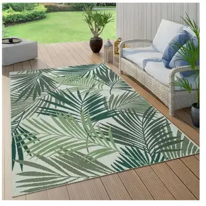 Comparateur de prix : Tapis Exterieur Terrasse Salon Cuisine Palmiers Jungle Fleuri Motif Bo...