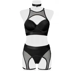Grey Velvet Ensemble 5 pièces velours 20208 Devote noirVendu parrue-des-plaisirs