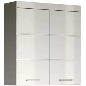 Comparateur de prix : Meuble haut de salle de bain 2 portes blanc brillant Kelia 73 cm