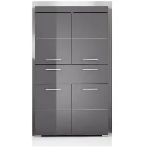Comparateur de prix : TRENDS INTERNATIONAL Colonne double AMANDA - 4 portes + 1 tiroir - L73 x P31 x H130 cm - Gris - TRENDTEAM