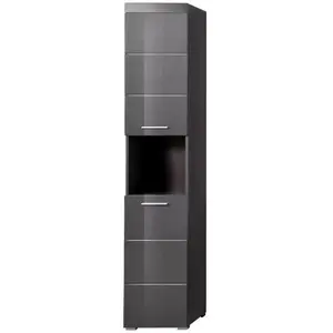 Comparateur de prix : TRENDS INTERNATIONAL Colonne de salle de bain 2 portes gris brillant Kelia 37 cm